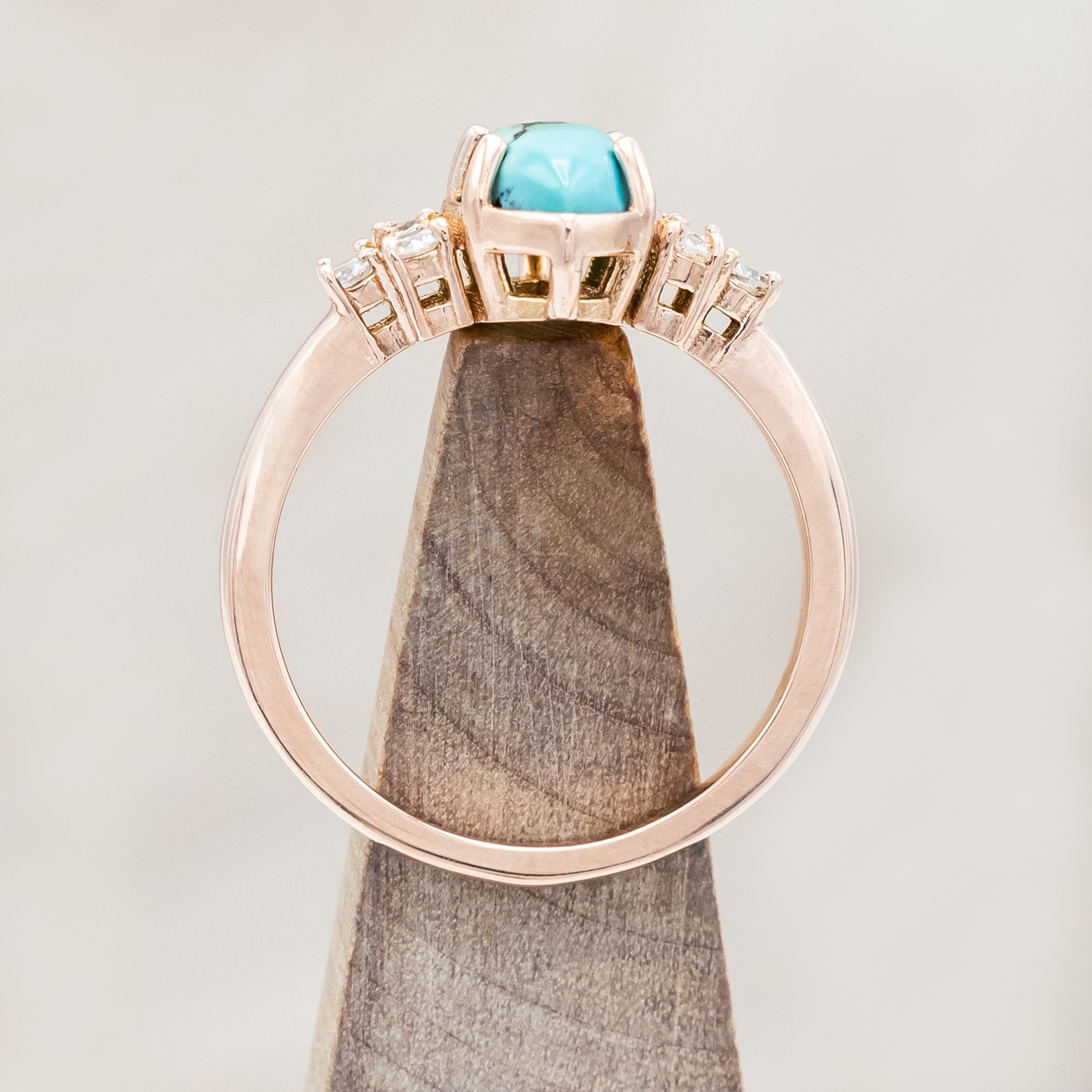 "RAYA" - MARQUISE CABOCHON CUT TURQUOISE ENGAGEMENT RING WITH DIAMOND ACCENTS & RING GUARD-Staghead Designs