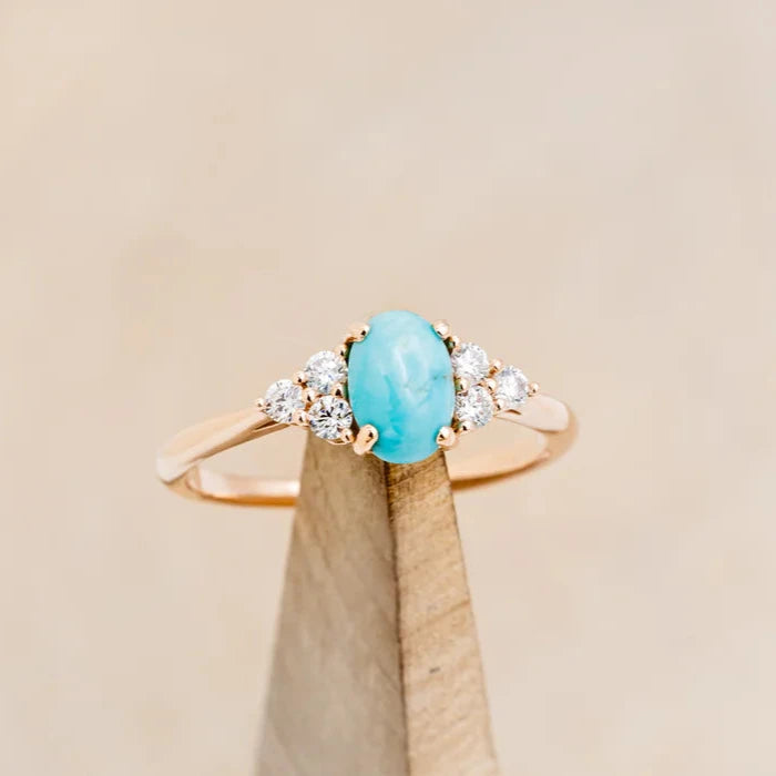 "RHEA" - OVAL CUT ENGAGEMENT RING WITH DIAMOND ACCENTS-Staghead Designs