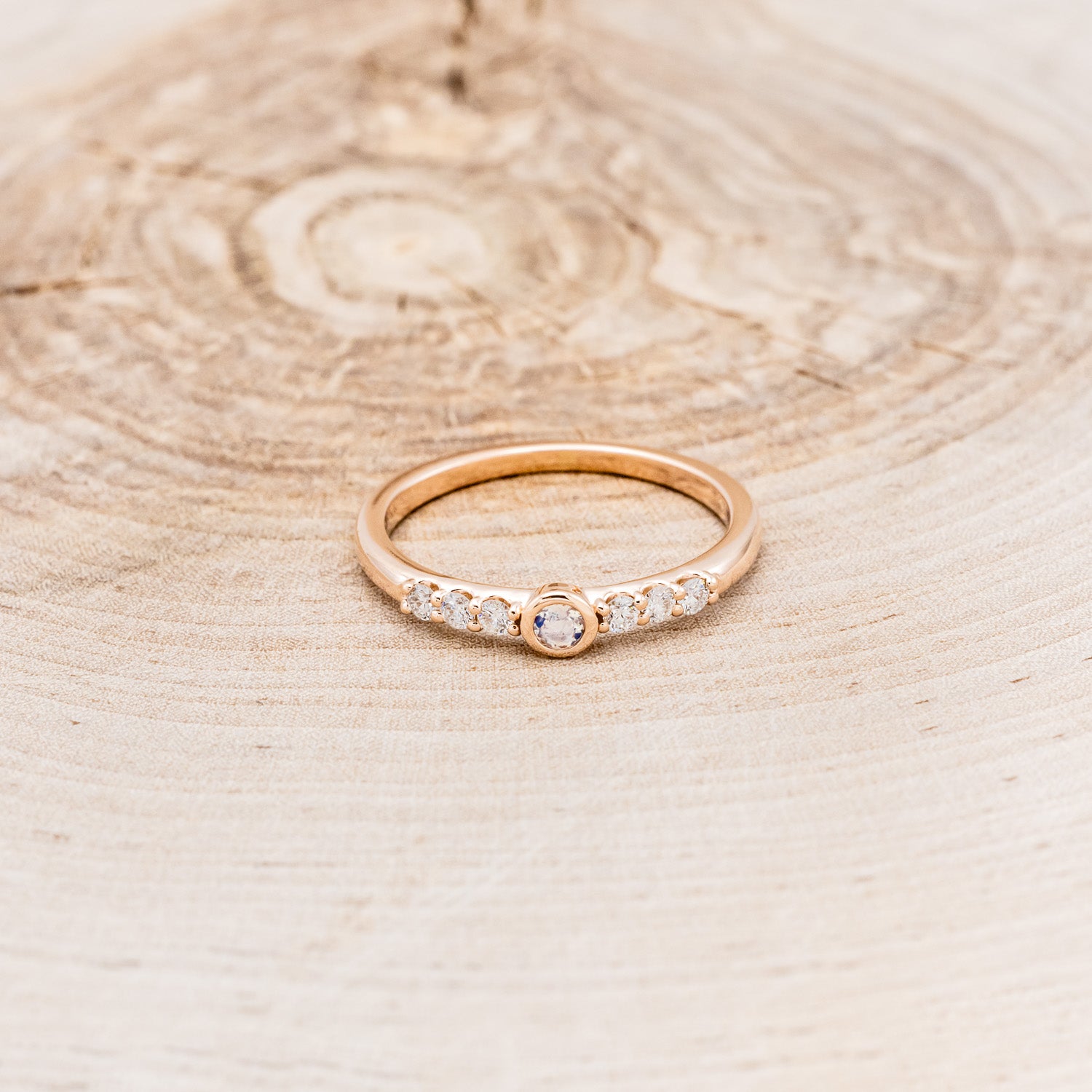 ROUND CUT MOONSTONE STACKING BAND WITH DIAMOND ACCENTS-10