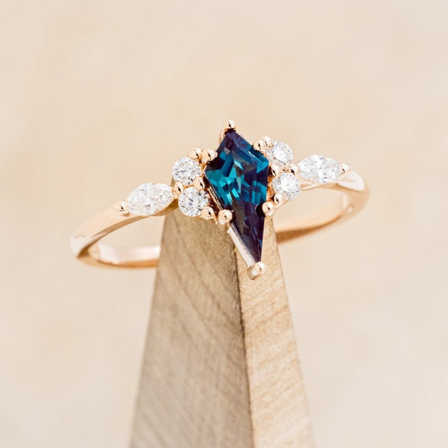 "SAGE" - KITE CUT LAB-GROWN ALEXANDRITE ENGAGEMENT RING WITH DIAMOND ACCENTS-1