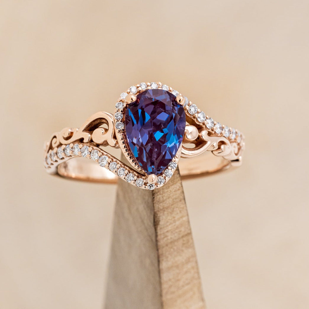 "SCARLET" - PEAR CUT ENGAGEMENT RING WITH DIAMOND ACCENTS-Staghead Designs