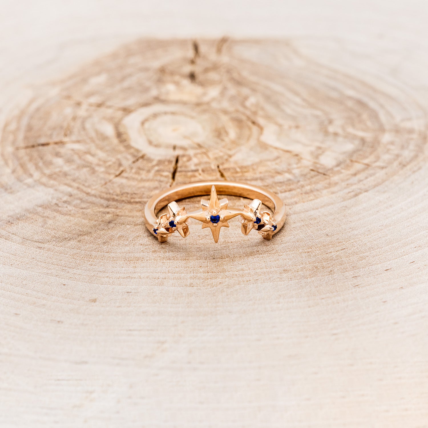 "Sidra" Tracer with Blue Sapphires - 14K Rose Gold - Size 7