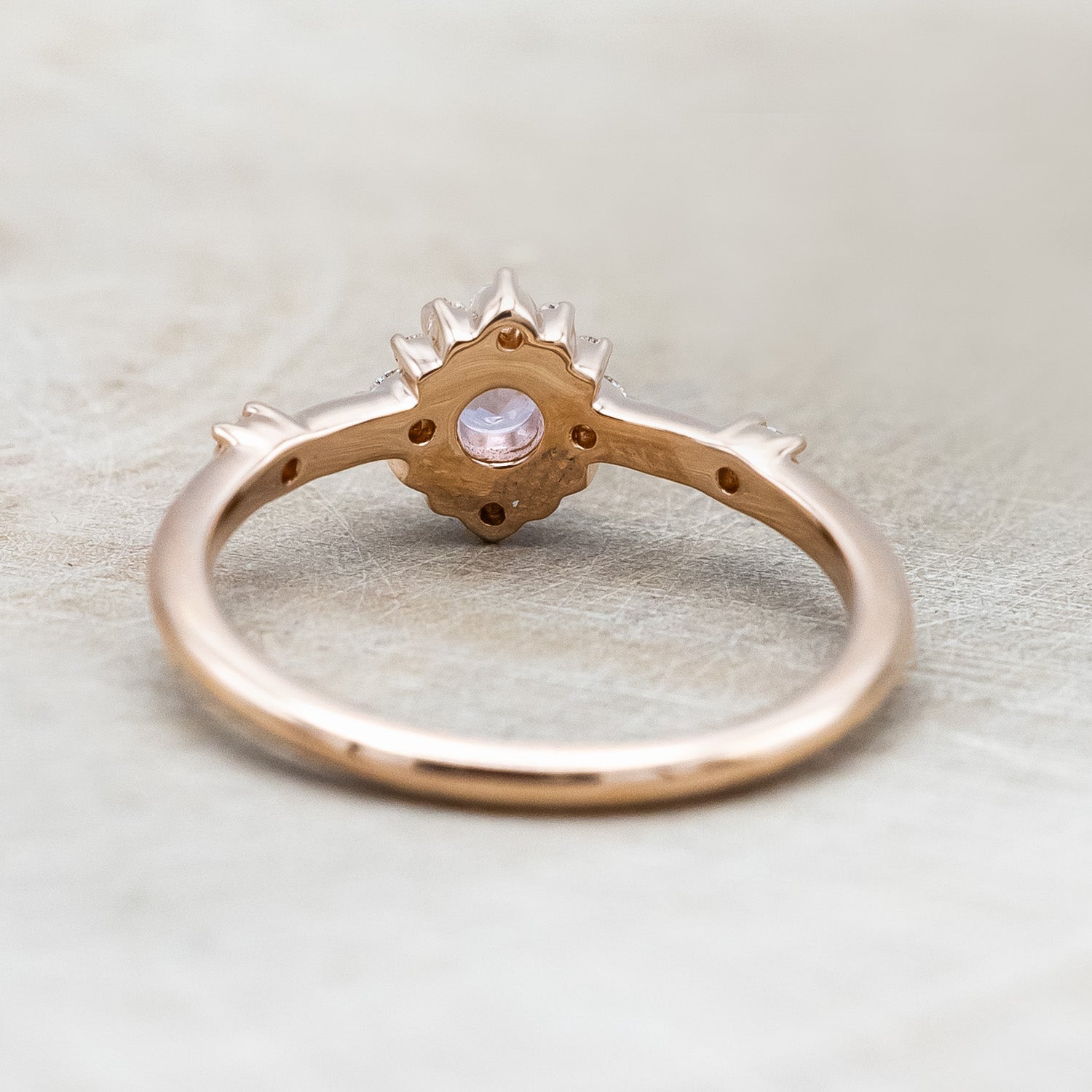 ONE-OF-A-KIND - "STARLA" - ROUND CUT DRAGON GARNET ENGAGEMENT RING WITH DIAMOND ACCENTS-Staghead Designs