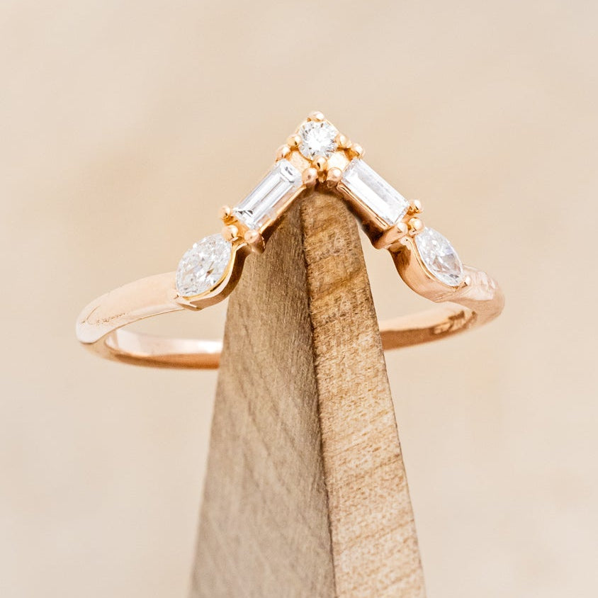 "TREVA" - OVAL MOSS AGATE ENGAGEMENT RING WITH DIAMOND ACCENTS & "MELODY" TRACER-13