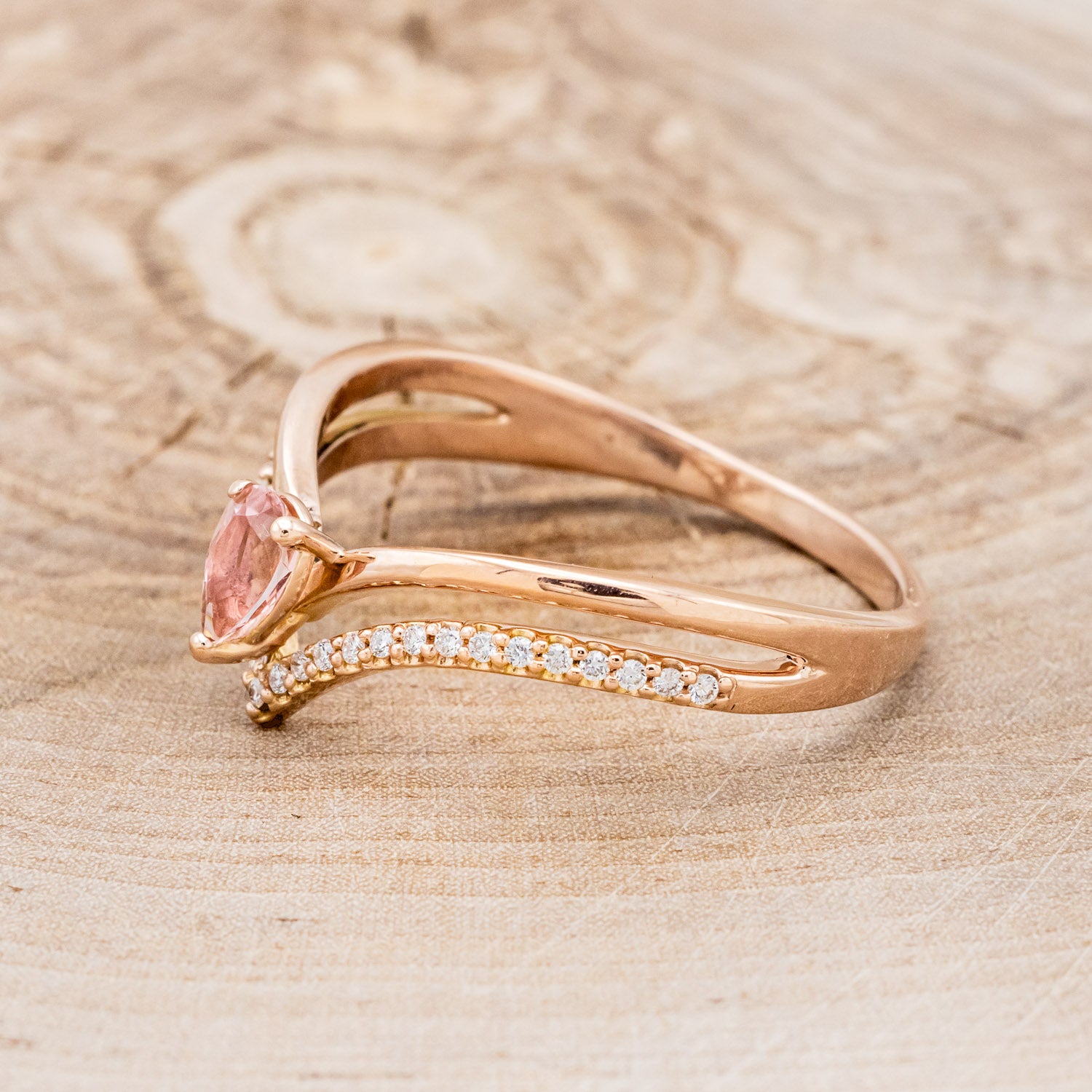 "CICELY" - PEAR-SHAPED PINK TOURMALINE ENGAGEMENT RING WITH DIAMOND ACCENTS-3