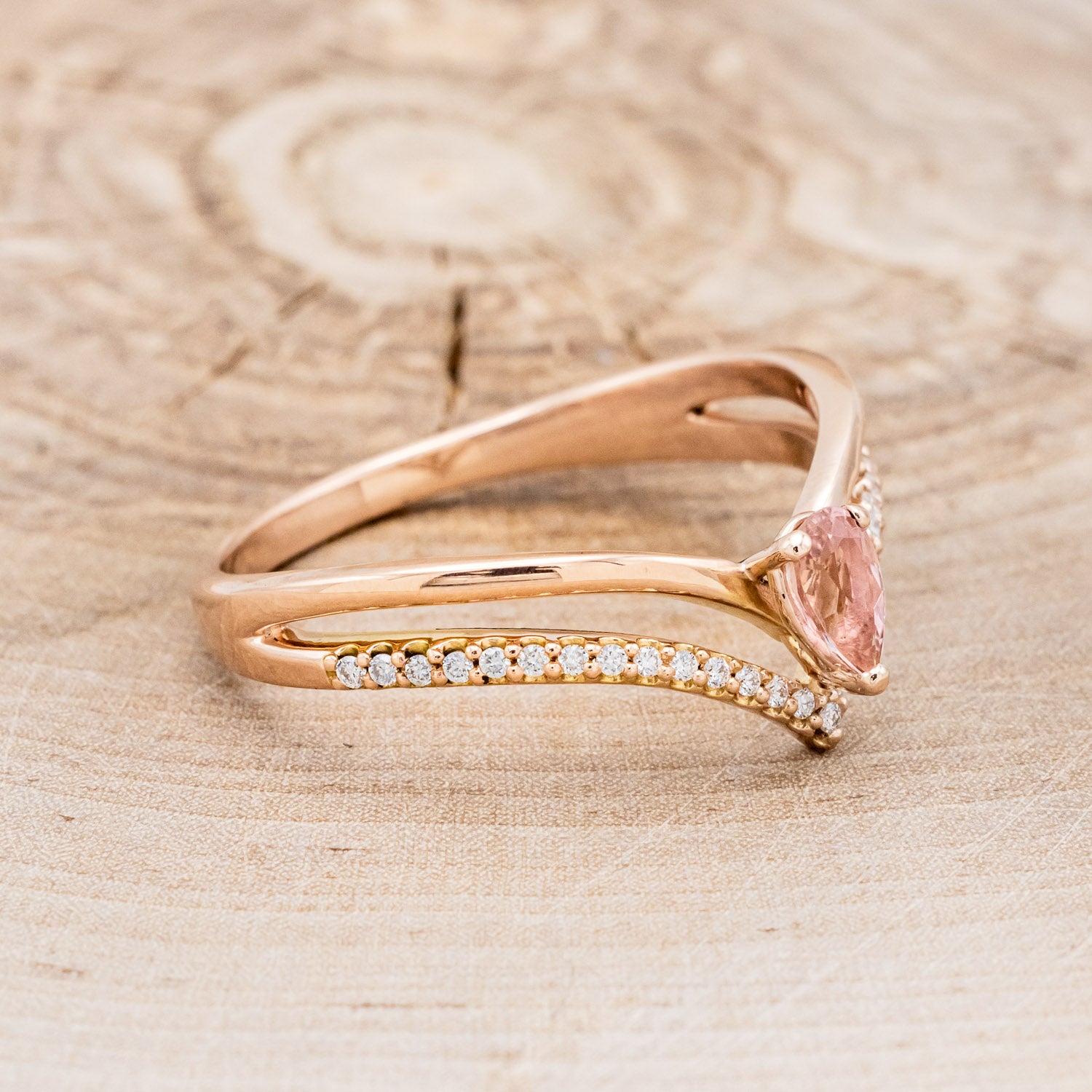 "CICELY" - PEAR-SHAPED PINK TOURMALINE ENGAGEMENT RING WITH DIAMOND ACCENTS-2