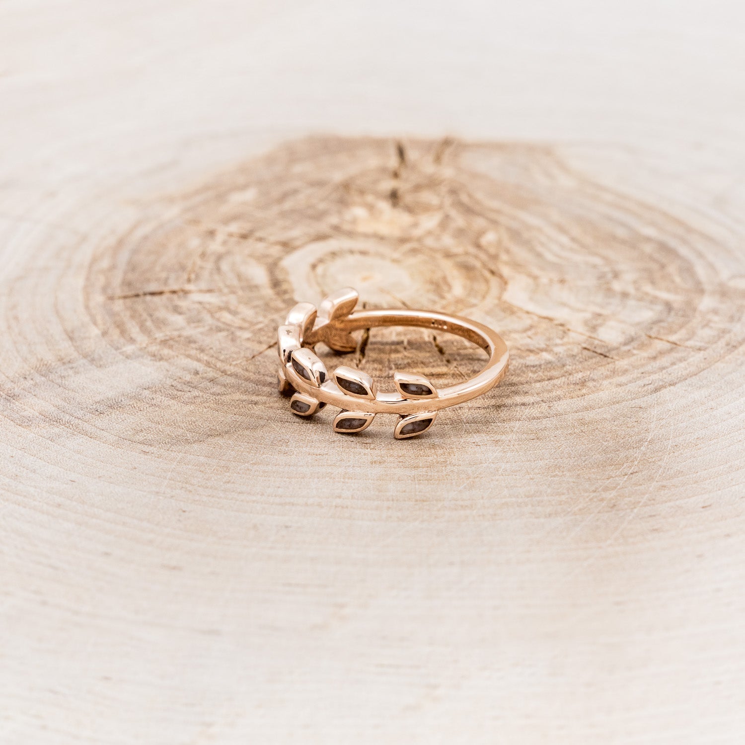 14K GOLD LEAF RING WITH ANTLER INLAYS-3