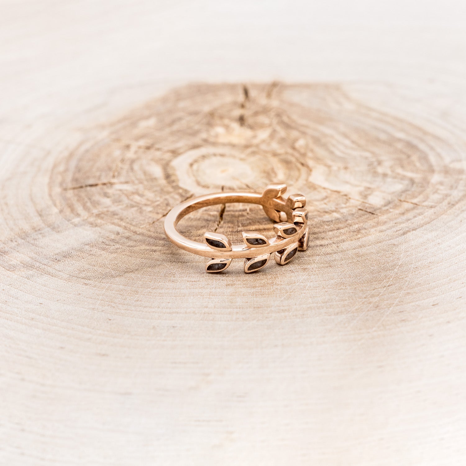 14K GOLD LEAF RING WITH ANTLER INLAYS-2