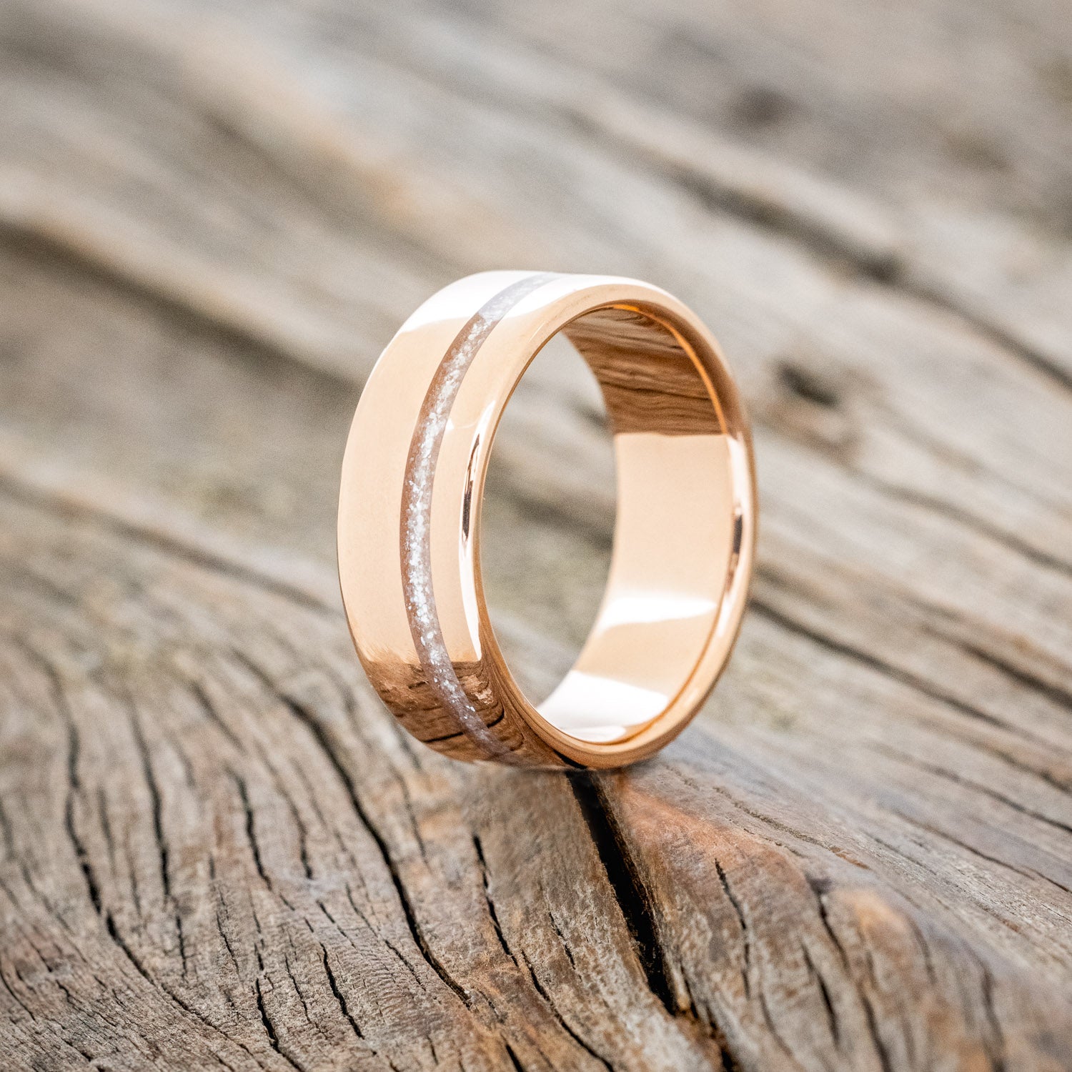 "VERTIGO" - WEDDING BAND WITH SINGLE INLAY-Staghead Designs