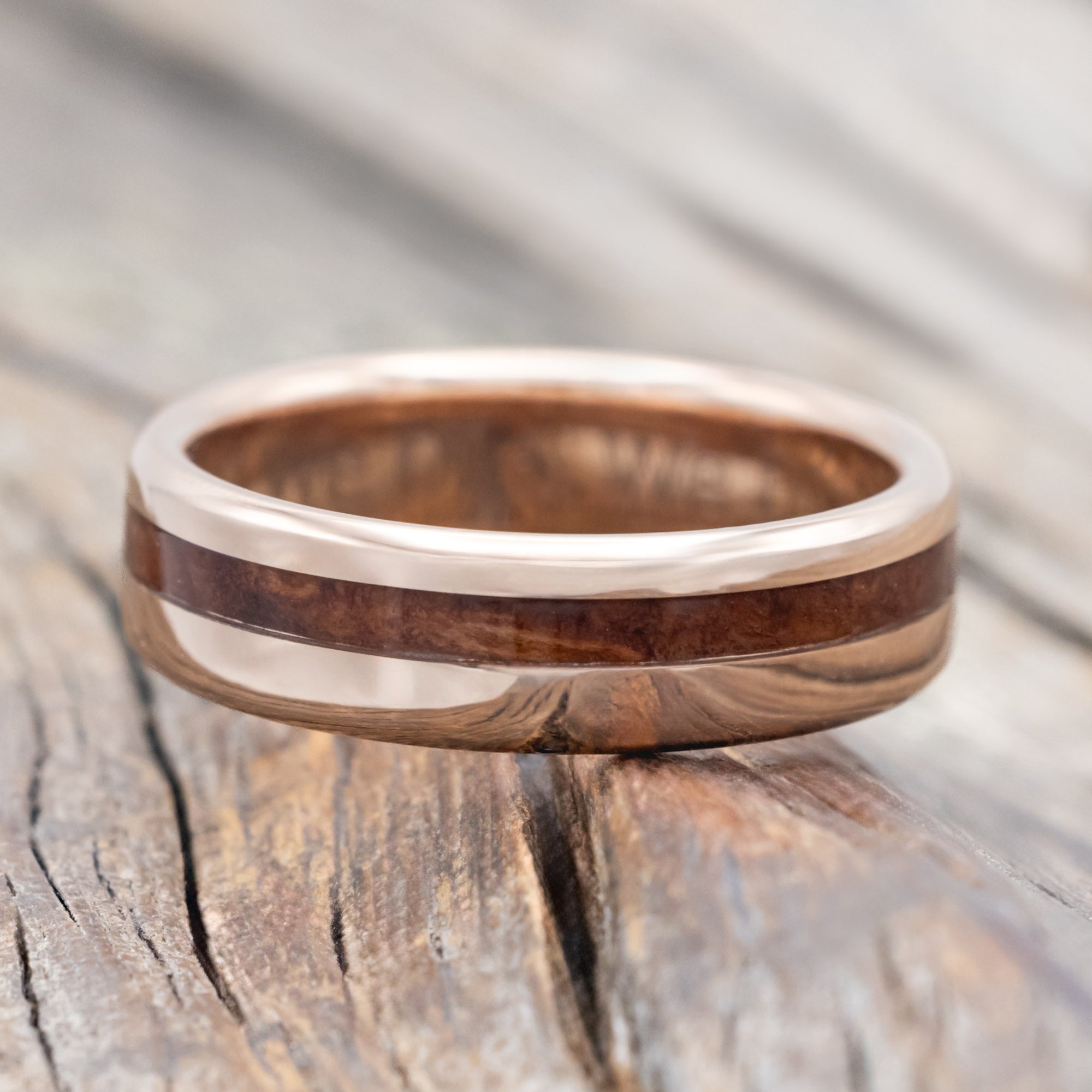 "VERTIGO" - REDWOOD WEDDING RING-Staghead Designs