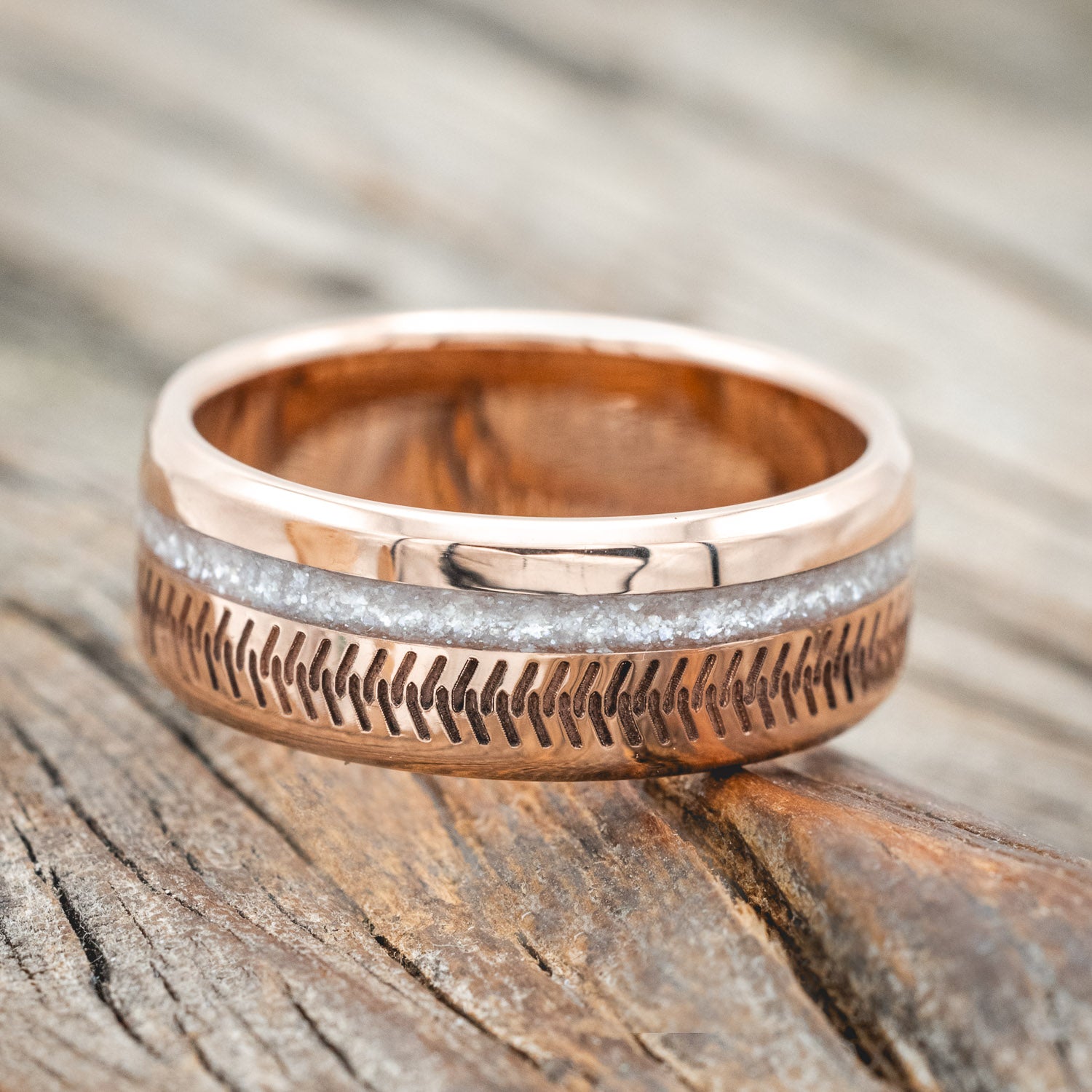 "VERTIGO" - TIRE TREAD ENGRAVED & DIAMOND DUST WEDDING RING-Staghead Designs