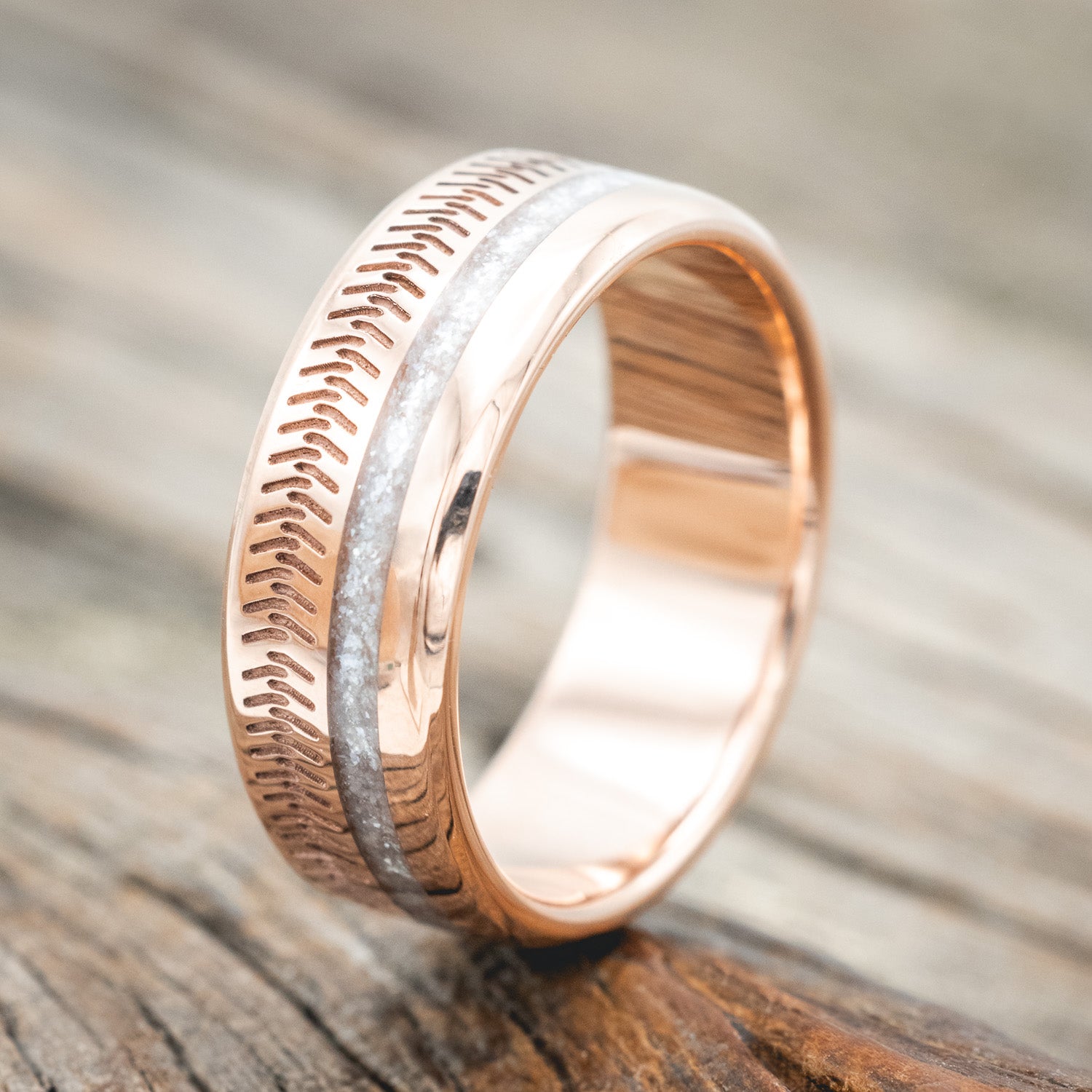 "VERTIGO" - TIRE TREAD ENGRAVED & DIAMOND DUST WEDDING RING-Staghead Designs