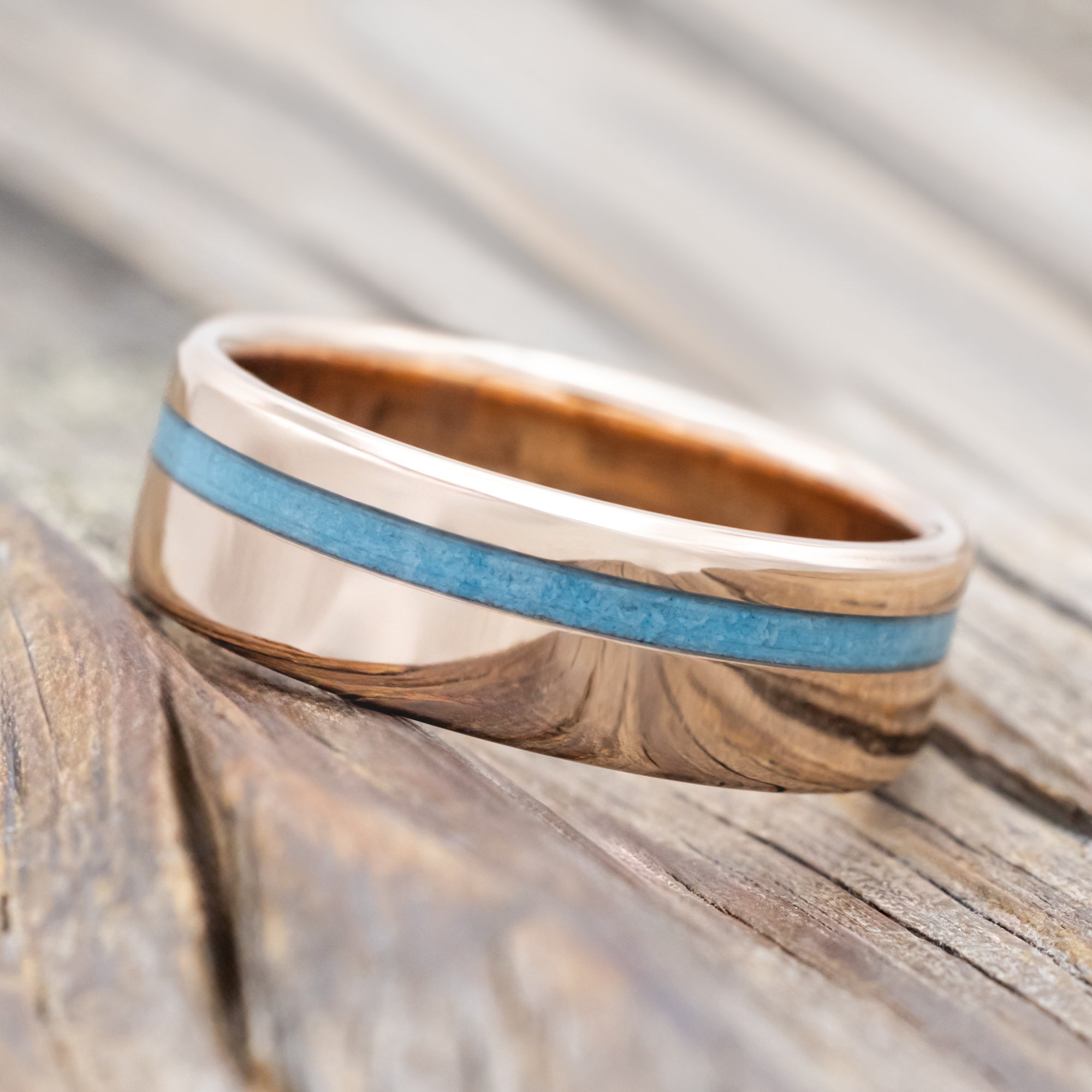 "VERTIGO" - WEDDING BAND WITH SINGLE INLAY-Staghead Designs