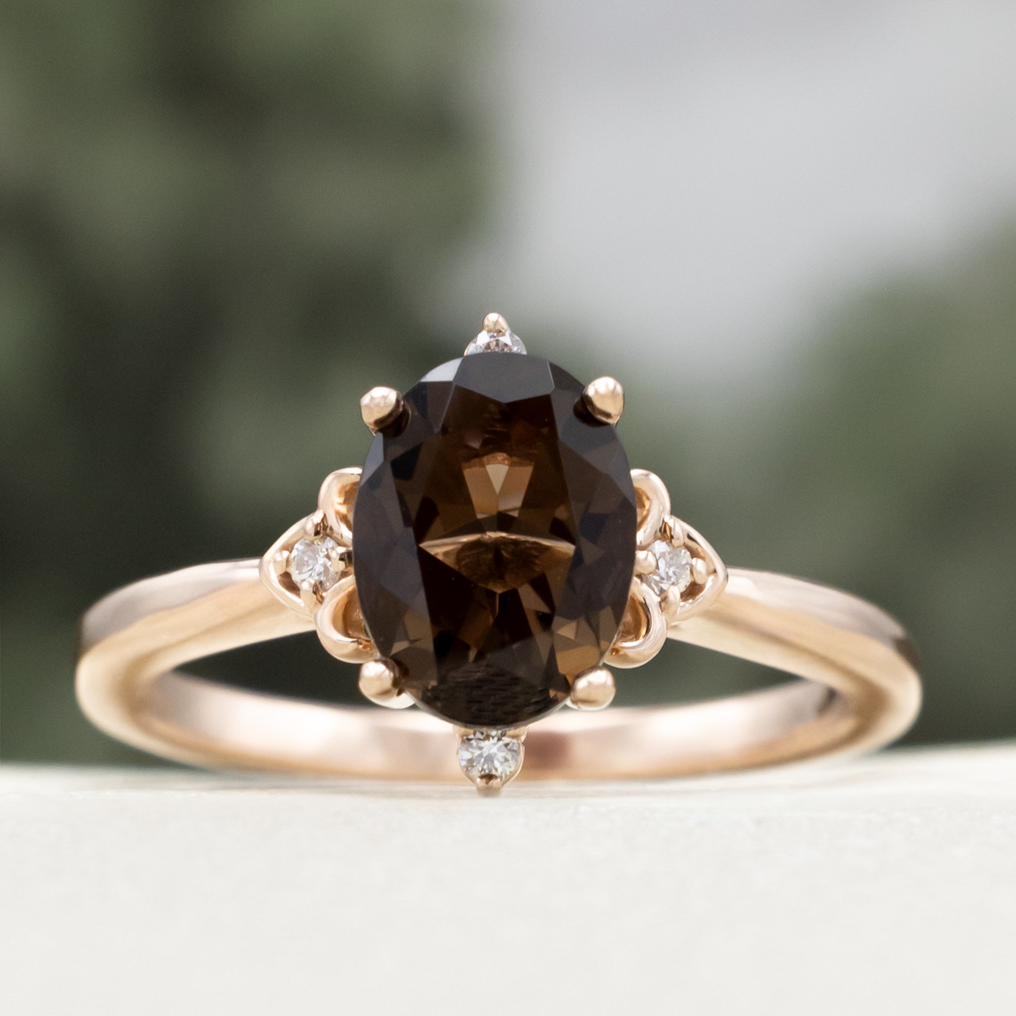 "ZELLA" - OVAL CUT ENGAGEMENT RING WITH DIAMOND ACCENTS-Staghead Designs