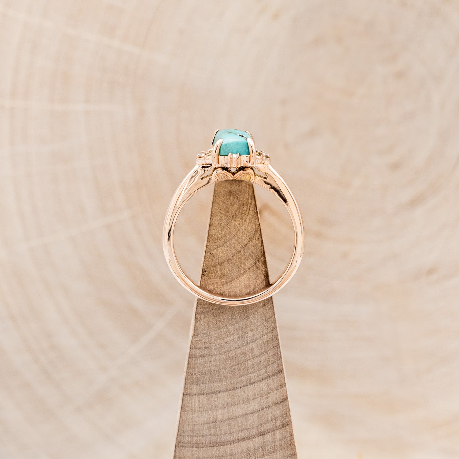 "ZELLA" - EMERALD CUT TURQUOISE ENGAGEMENT RING WITH DIAMOND ACCENTS - EXPEDITED-6