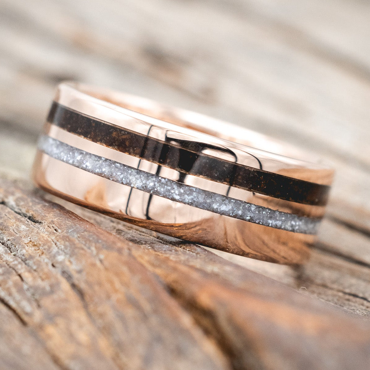 "COSMO" - DIAMOND DUST & COFFEE WEDDING BAND-Staghead Designs