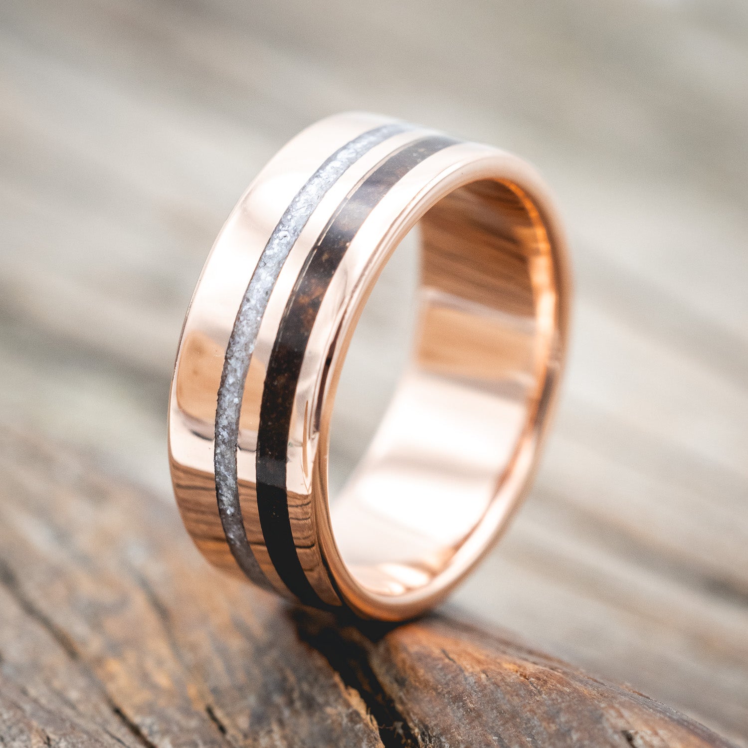 "Cosmo" - Diamond Dust & Coffee Wedding Band-Staghead Designs
