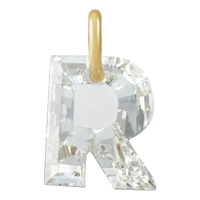 Diamond pendant shaped like the letter 'R' on a white background
