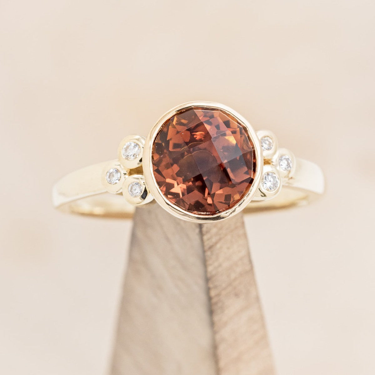 ROUND CUT CITRINE ENGAGEMENT RING WITH DIAMONDS ACCENTS-1