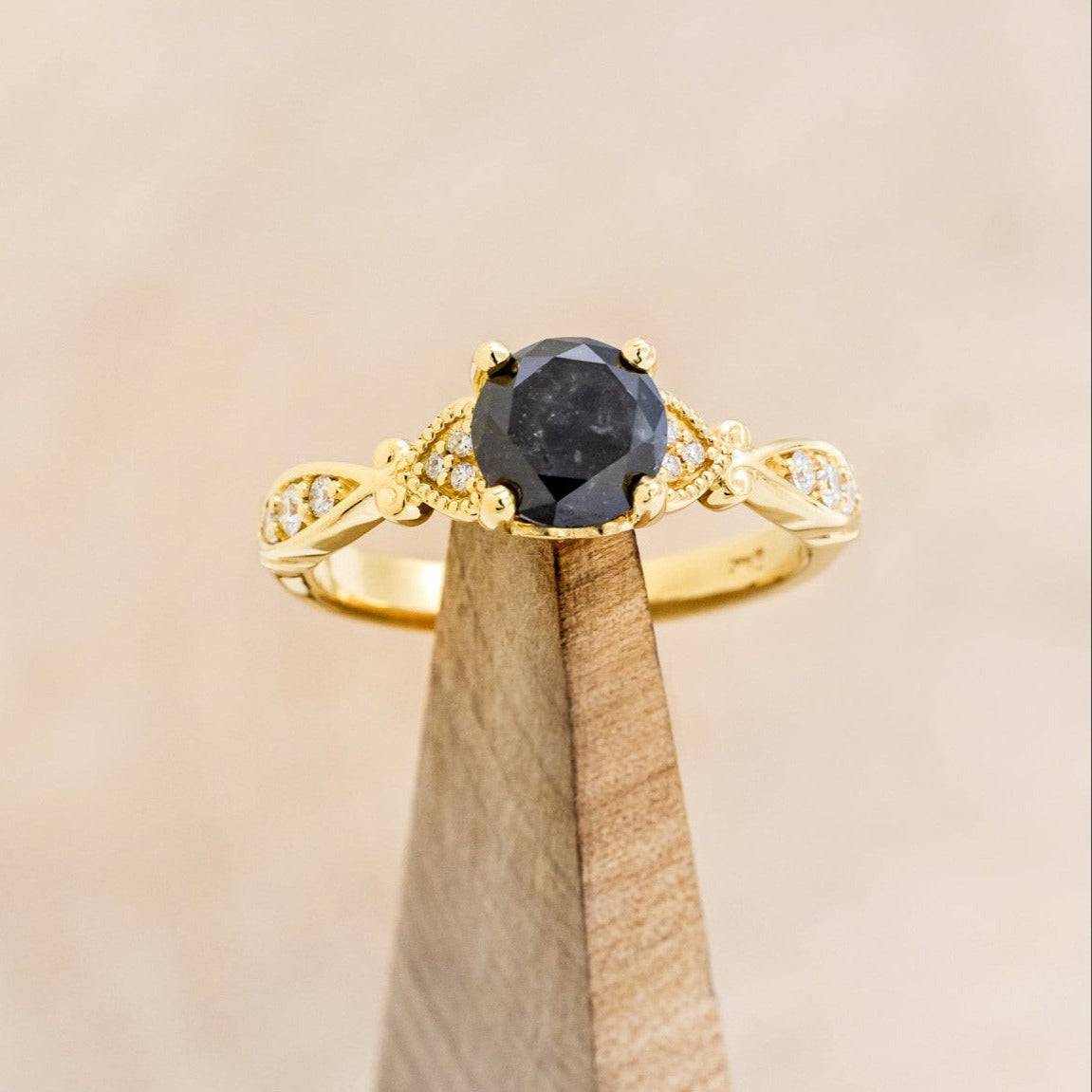 ROUND CUT SALT & PEPPER DIAMOND ENGAGEMENT RING WITH DIAMOND ACCENTS-1