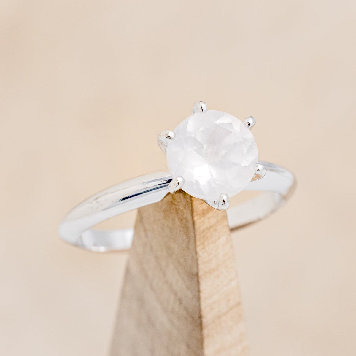 ROUND ROSE QUARTZ SOLITAIRE ENGAGEMENT RING-1