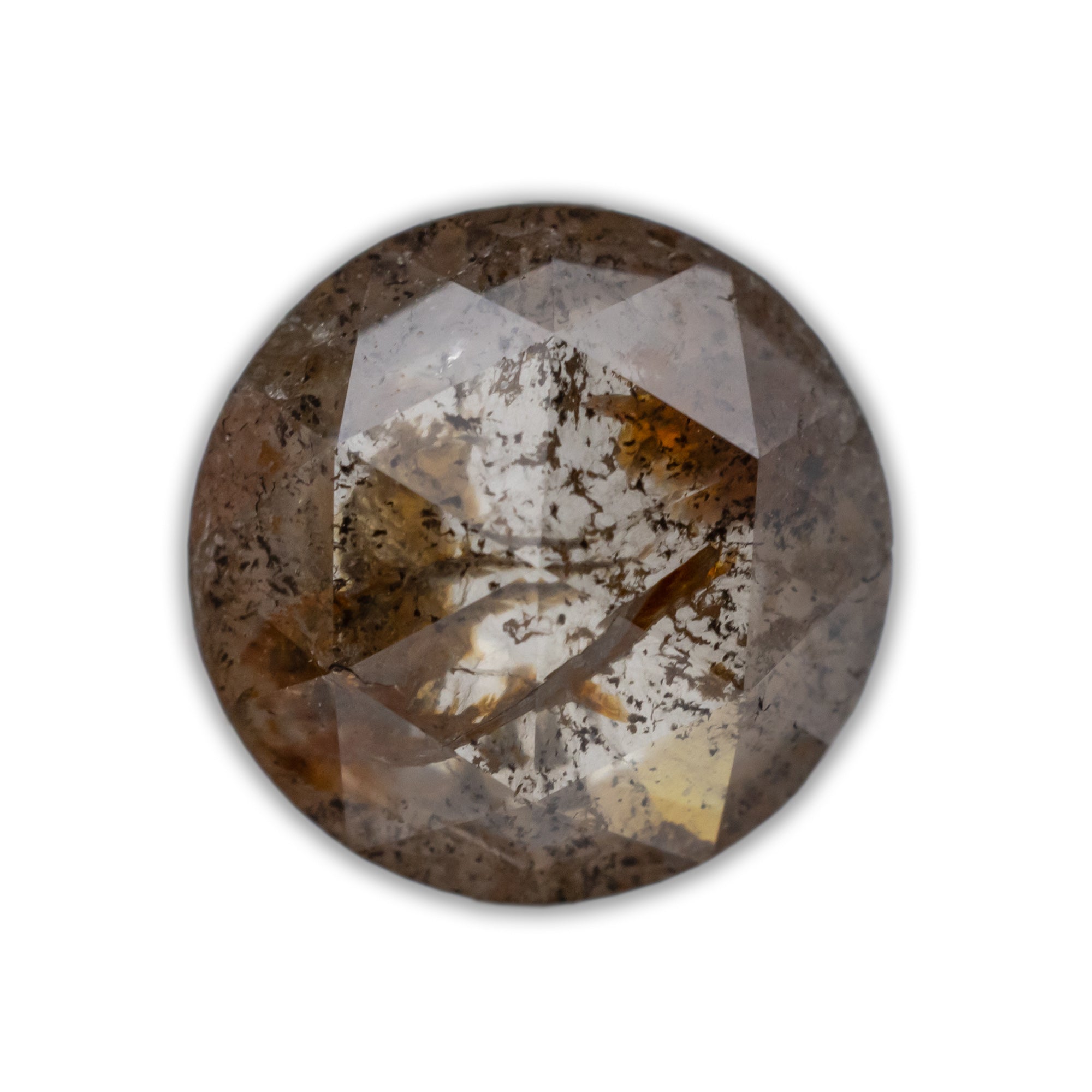 2.5ct 8.90mm ROUND ROSE CUT CALICO SALT & PEPPER DIAMOND-Staghead Designs