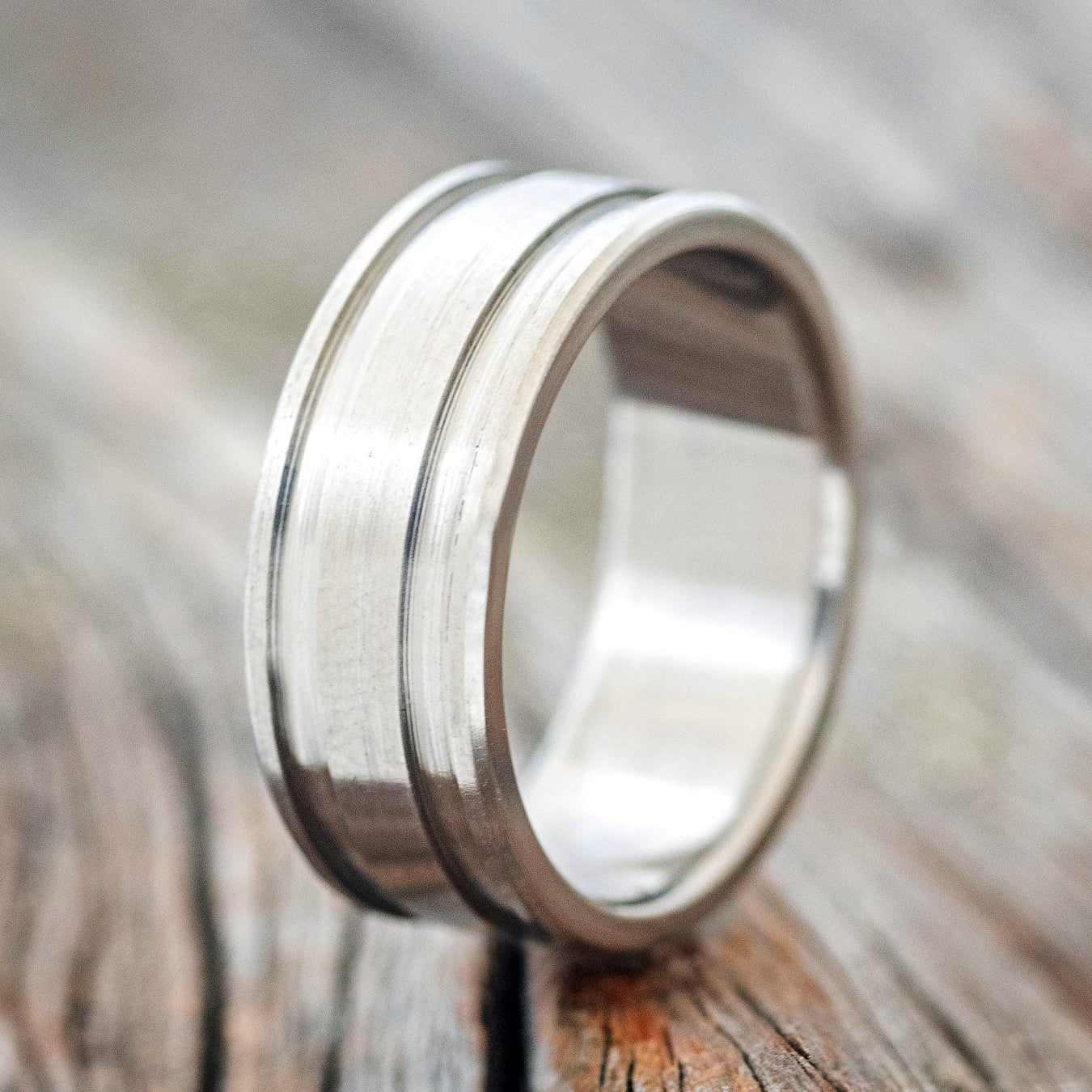 "RYDER" - SOLID METAL ETCHED WEDDING BAND WITH BRUSHED FINISH-1