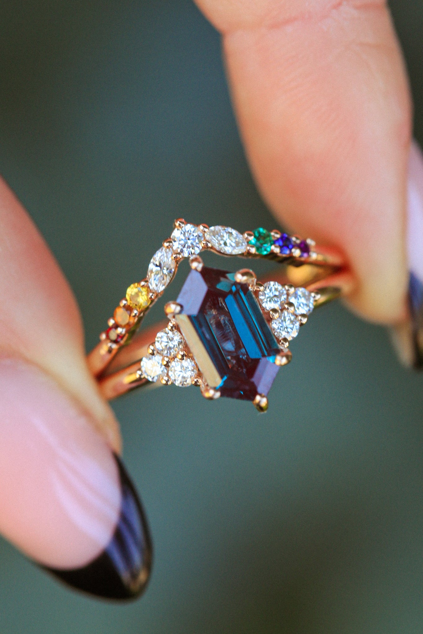 "REIGN" - MARQUISE PRIDE TRACER WITH RAINBOW ACCENT STONES-13