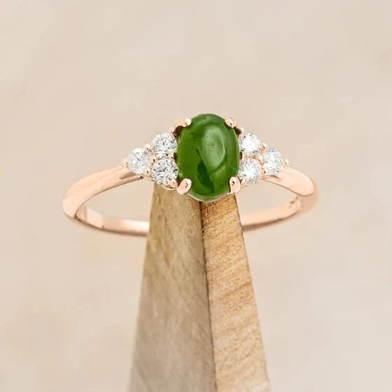 "RHEA" - OVAL CUT ENGAGEMENT RING WITH DIAMOND ACCENTS-Staghead Designs