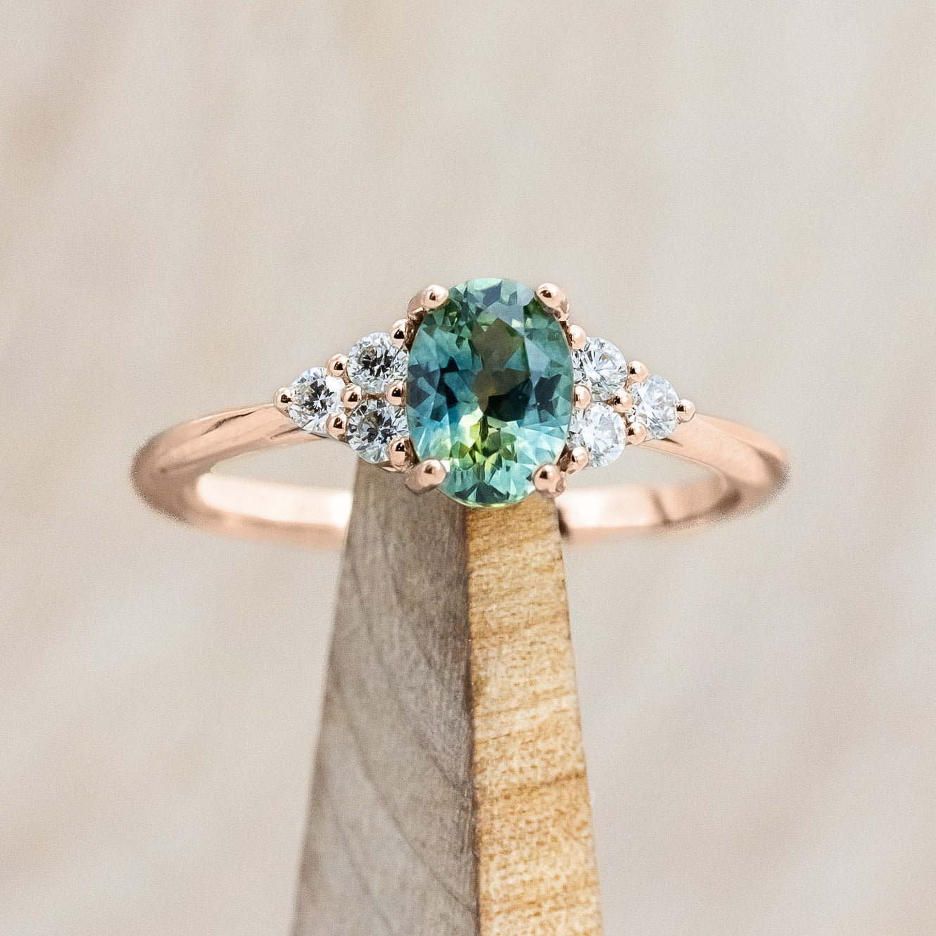 "RHEA" - OVAL CUT ENGAGEMENT RING WITH DIAMOND ACCENTS-Staghead Designs