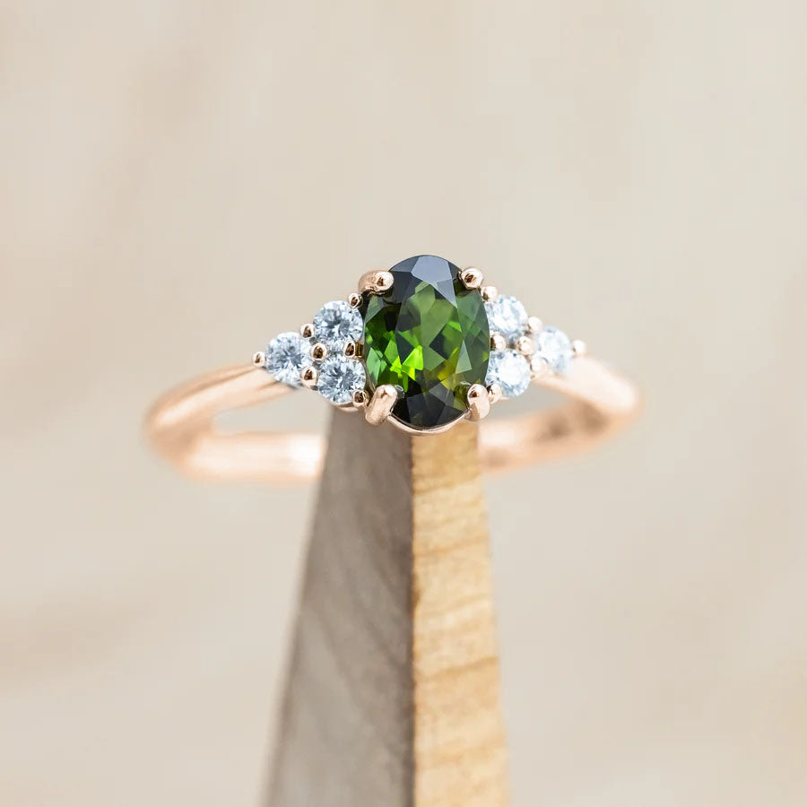 "RHEA" - OVAL CUT ENGAGEMENT RING WITH DIAMOND ACCENTS-Staghead Designs