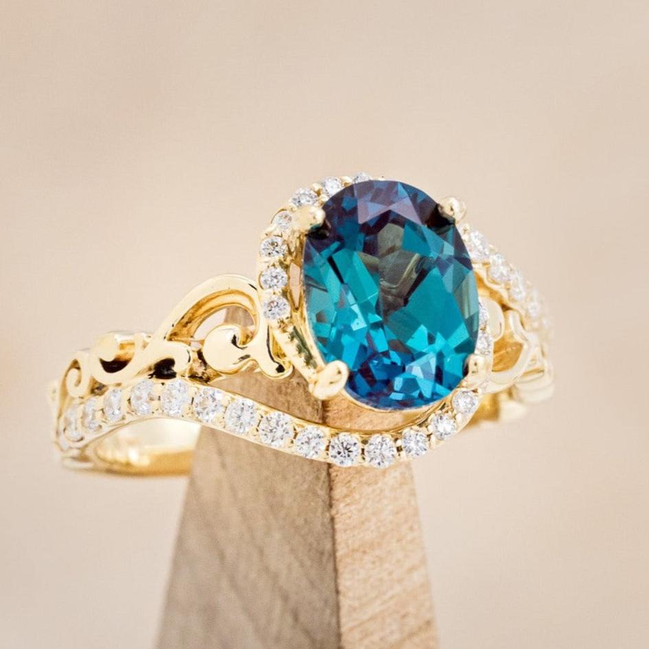 "SCARLET" - OVAL LAB-GROWN ALEXANDRITE ENGAGEMENT RING WITH DIAMOND ACCENTS-1