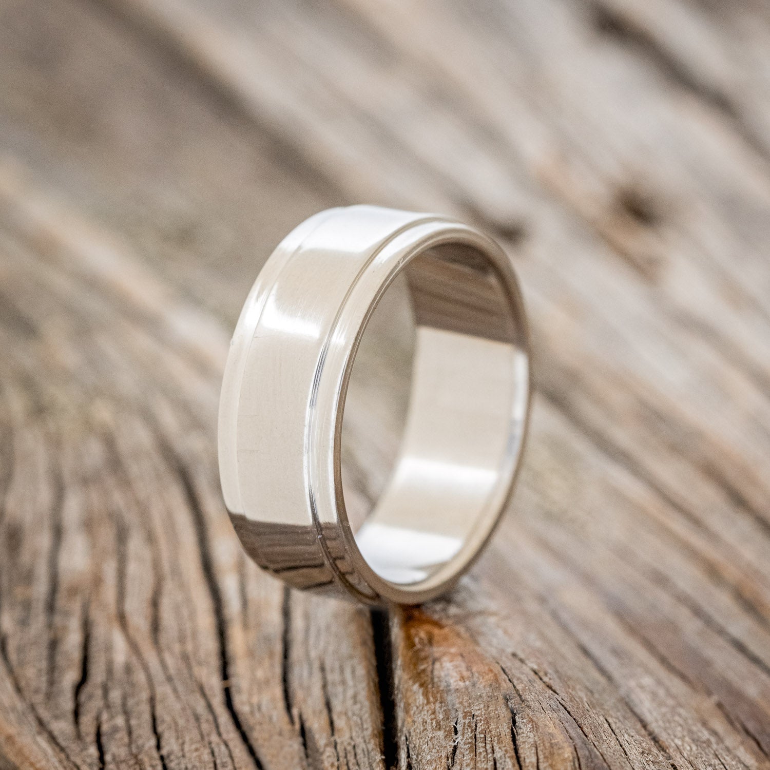 "SEDONA" - SOLID METAL WEDDING BAND WITH RAISED CENTER - READY TO SHIP-1