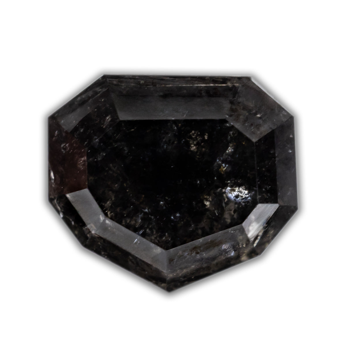1.93ct 7.70x6.72x3.93mm DOUBLE CUT SHIELD SALT & PEPPER DIAMOND-Staghead Designs