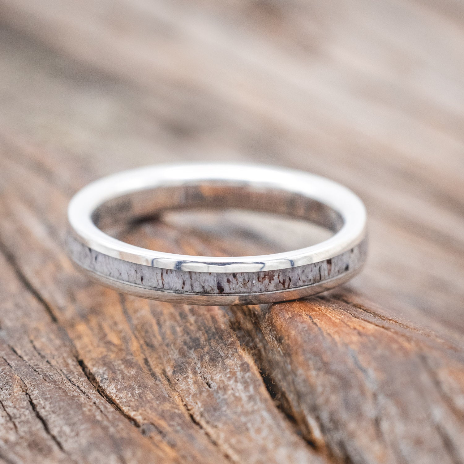 "CASTOR" - MATCHING SET OF ANTLER & TURQUOISE WEDDING BANDS-Staghead Designs