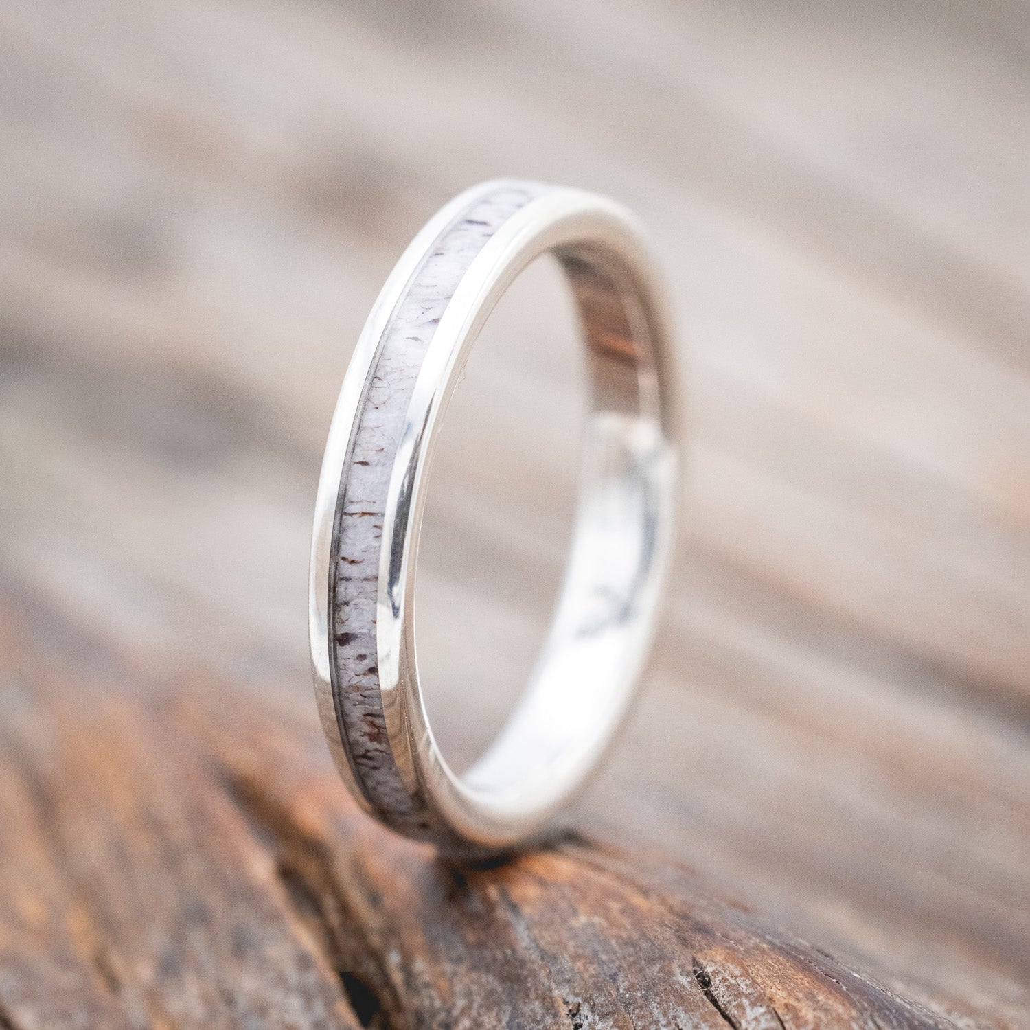 "CASTOR" - MATCHING SET OF ANTLER & TURQUOISE WEDDING BANDS-Staghead Designs