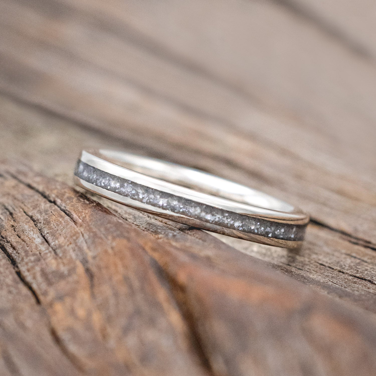 "COSMO" - MATCHING SET OF DARK WALNUT & DIAMOND DUST WEDDING BANDS-Staghead Designs