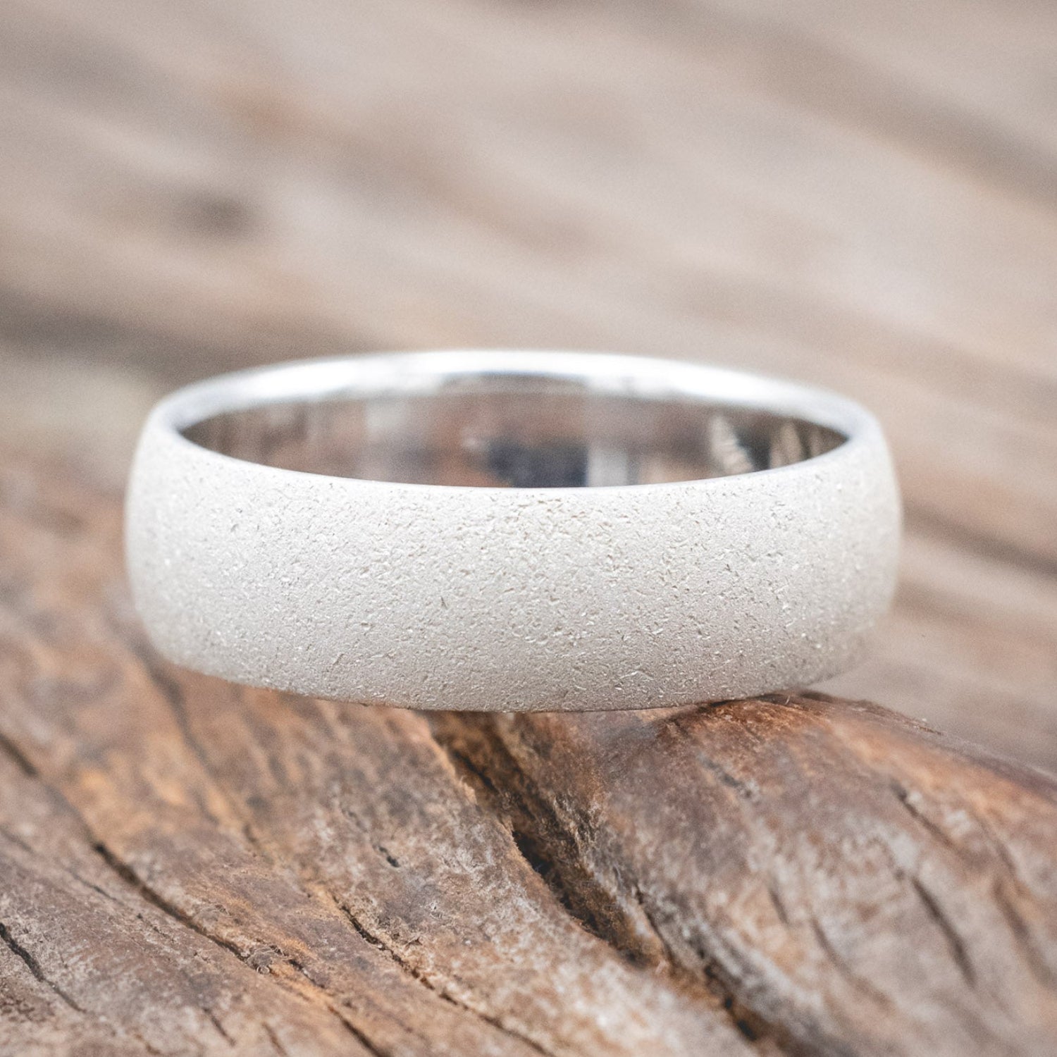 DOMED PROFILE WEDDING BAND WITH SANDBLASTED FINISH-Staghead Designs