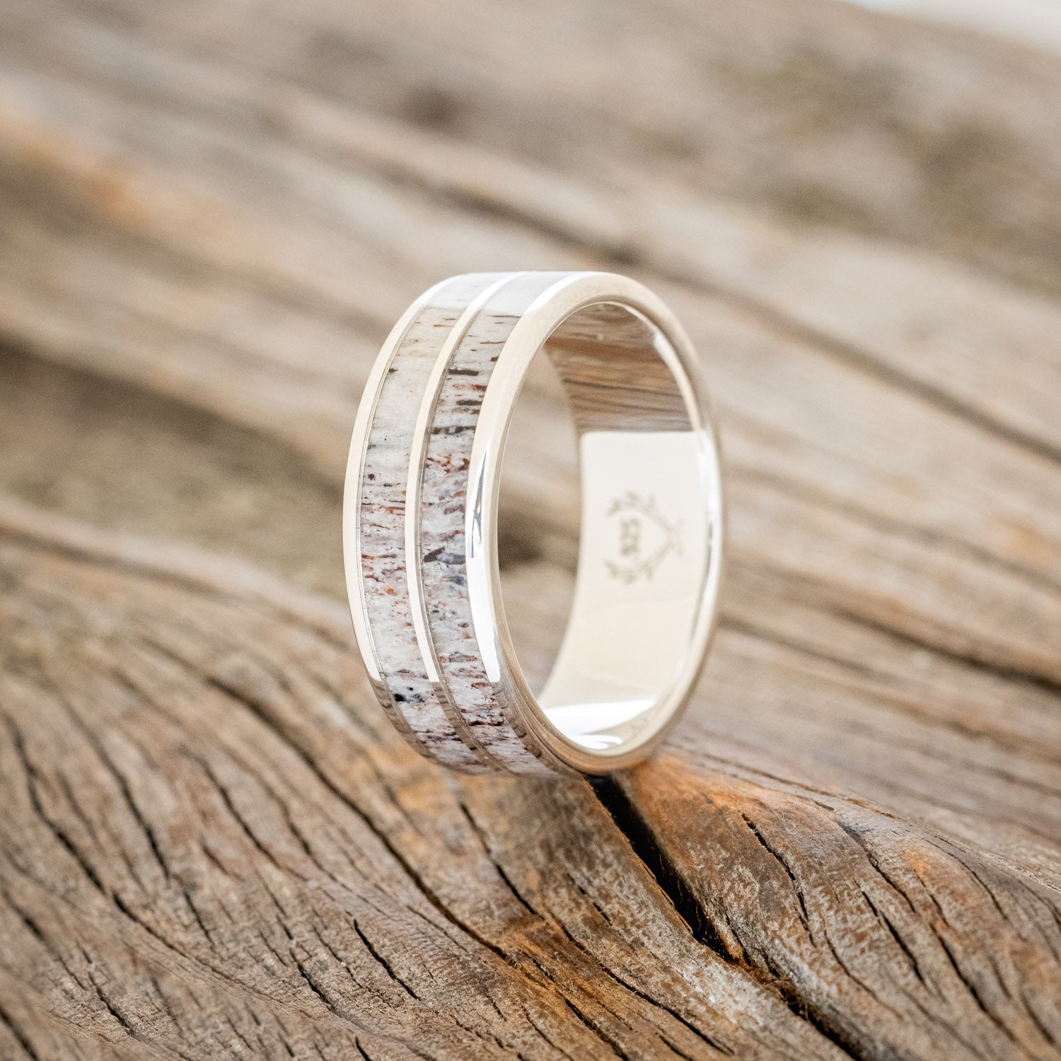 "DYAD" - ANTLER INLAY WEDDING BAND-6