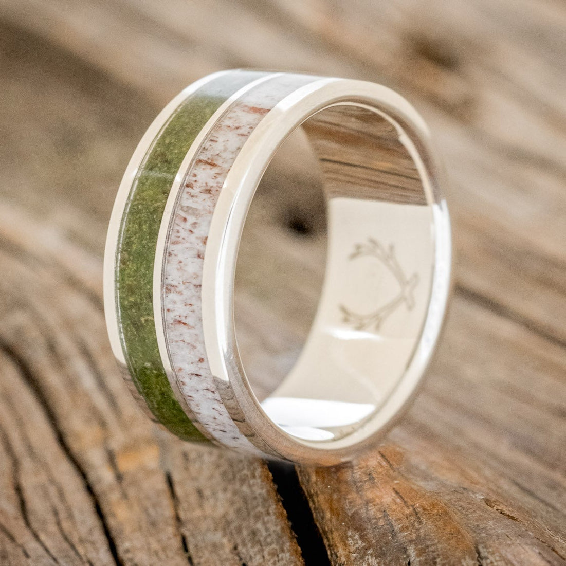 "DYAD" - TWO INLAY WEDDING BAND-Staghead Designs
