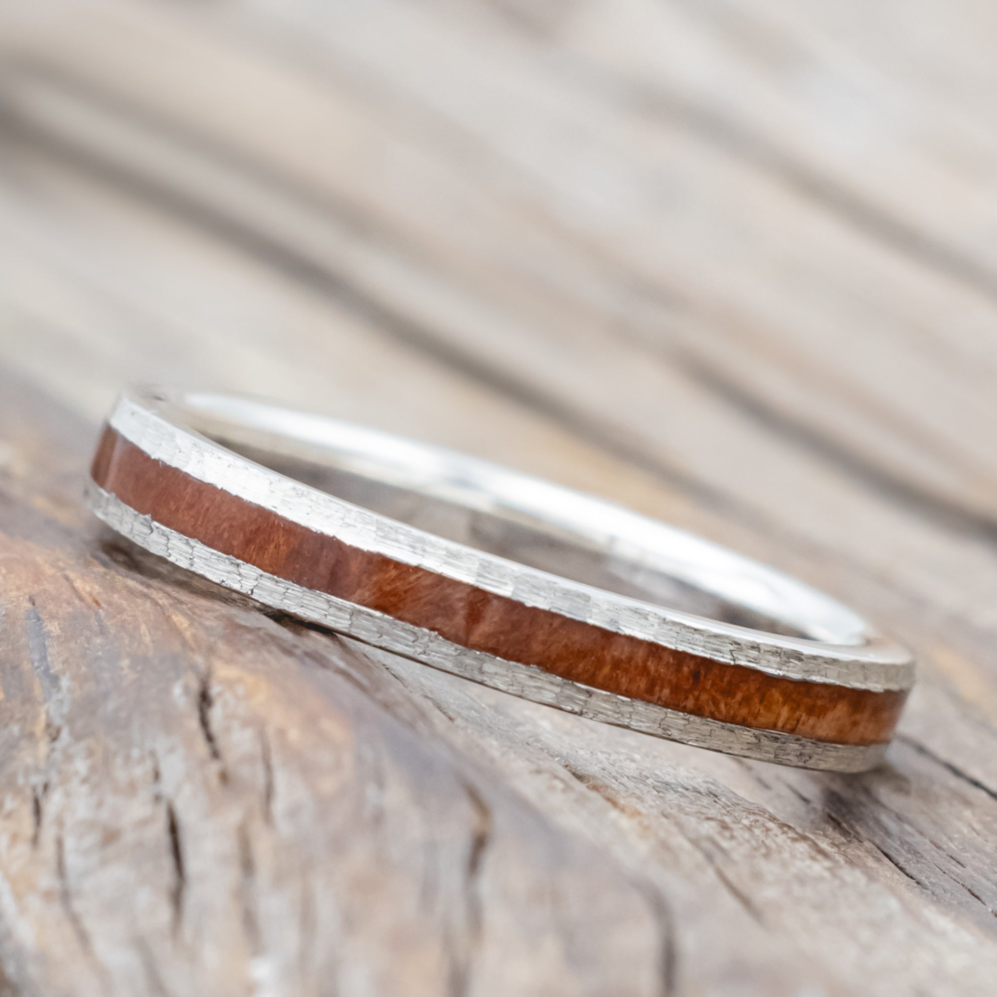 "Eterna" - Redwood Stacking Wedding Band With Custom Finish-Staghead Designs