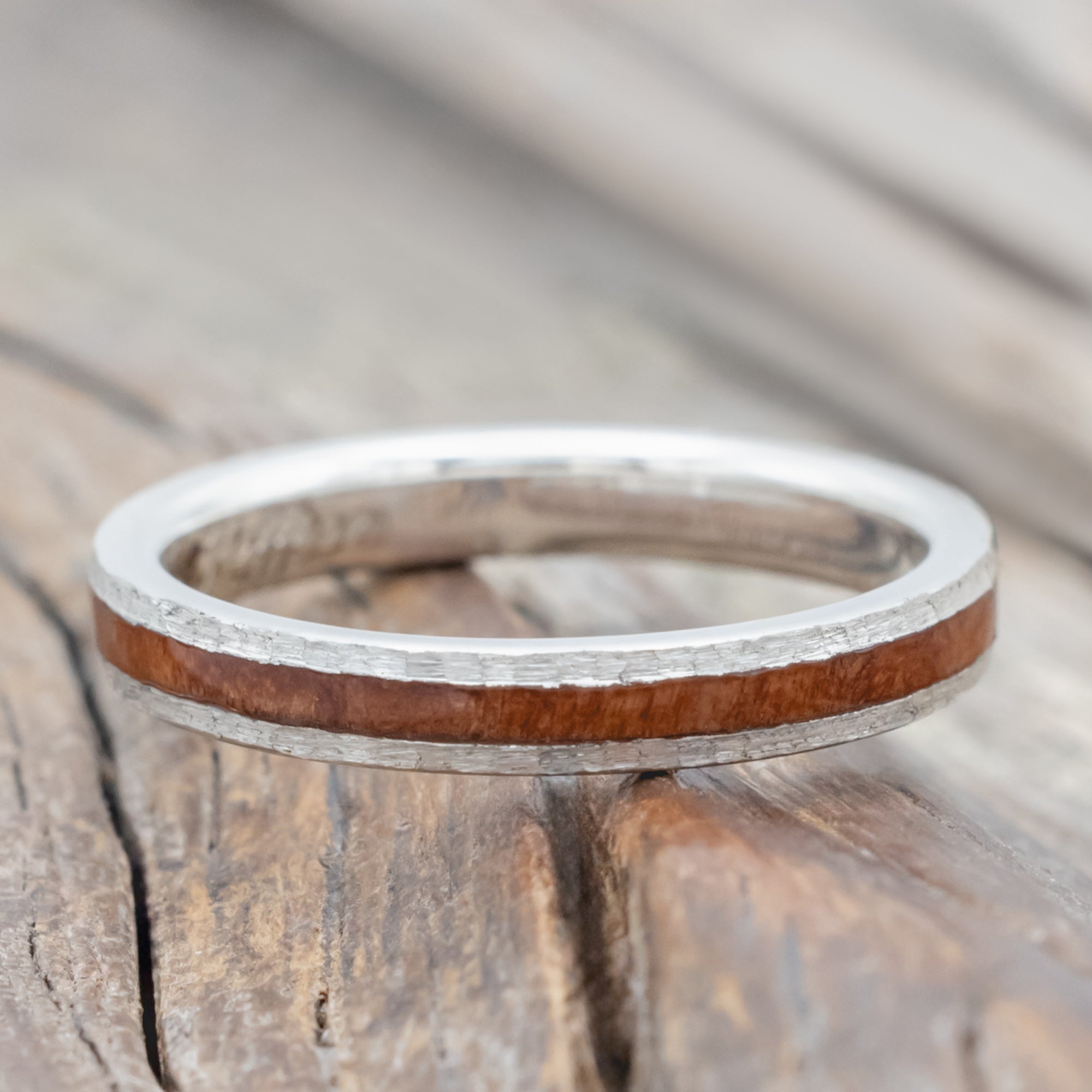 "Eterna" - Redwood Stacking Wedding Band With Custom Finish-Staghead Designs
