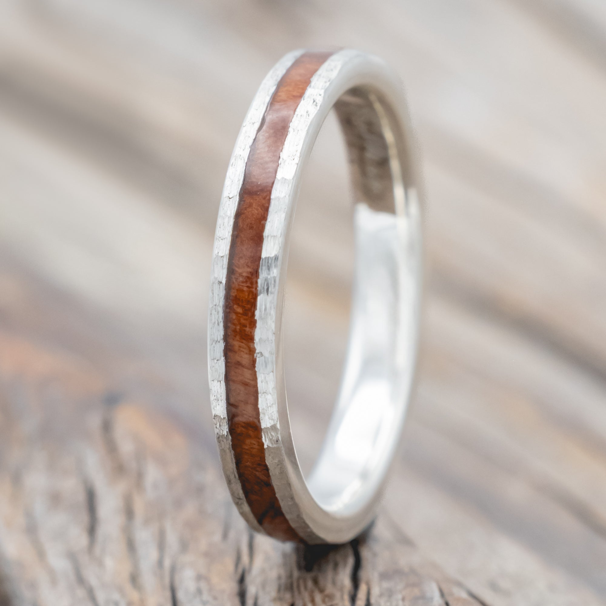 "Eterna" - Redwood Stacking Wedding Band With Custom Finish-Staghead Designs