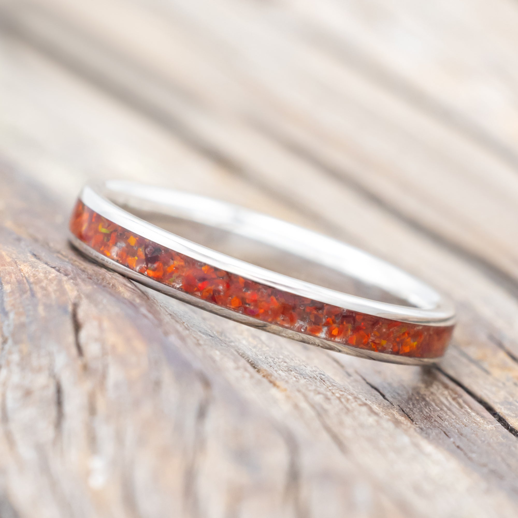 "ETERNA" - RUBY RED OPAL STACKING BAND-Staghead Designs