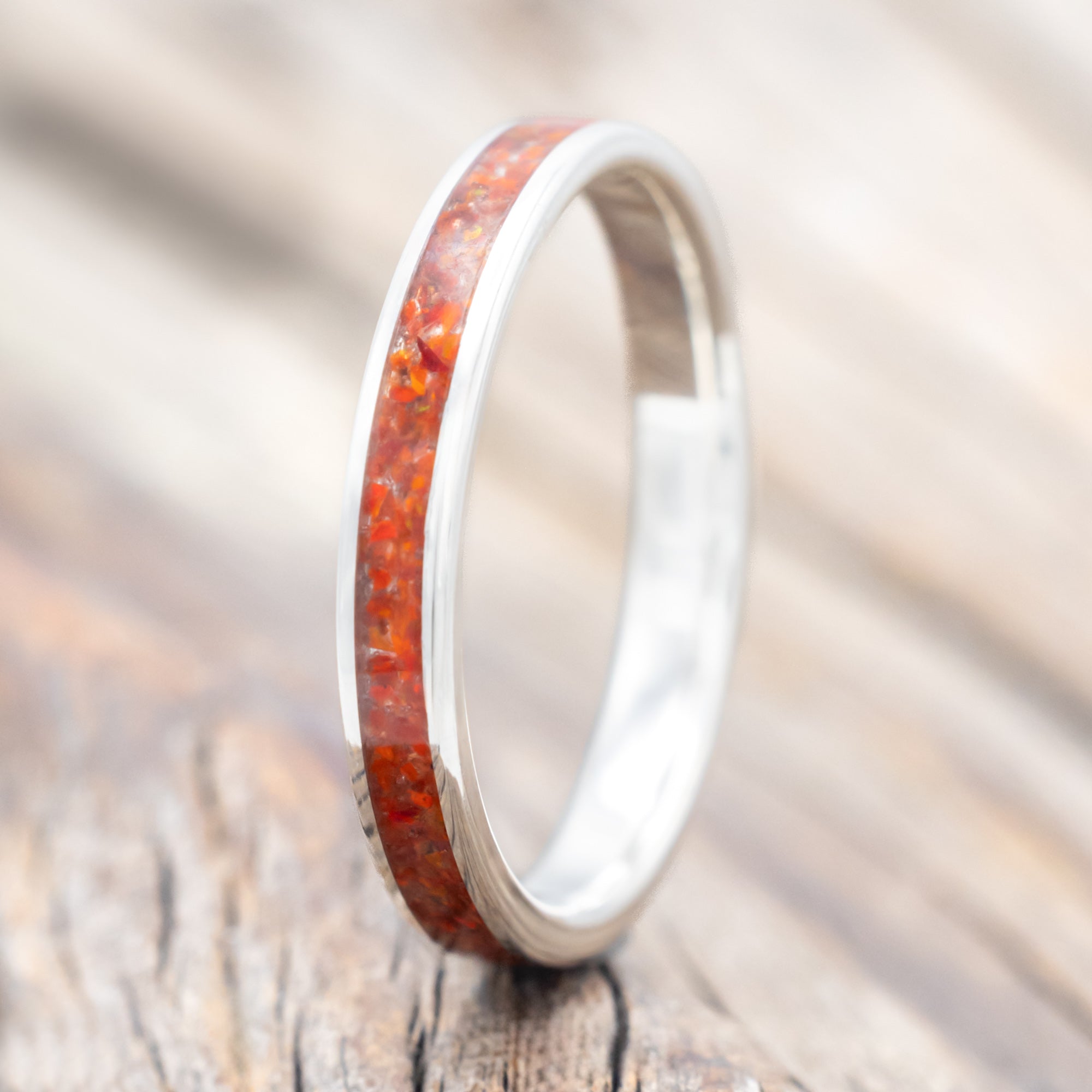 "ETERNA" - RUBY RED OPAL STACKING BAND-Staghead Designs