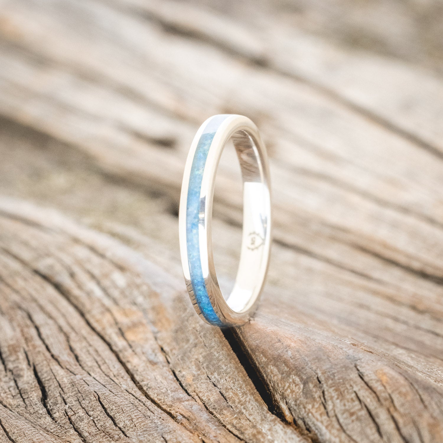 "ETERNA"- BLUE OPAL STACKING WEDDING BAND-4
