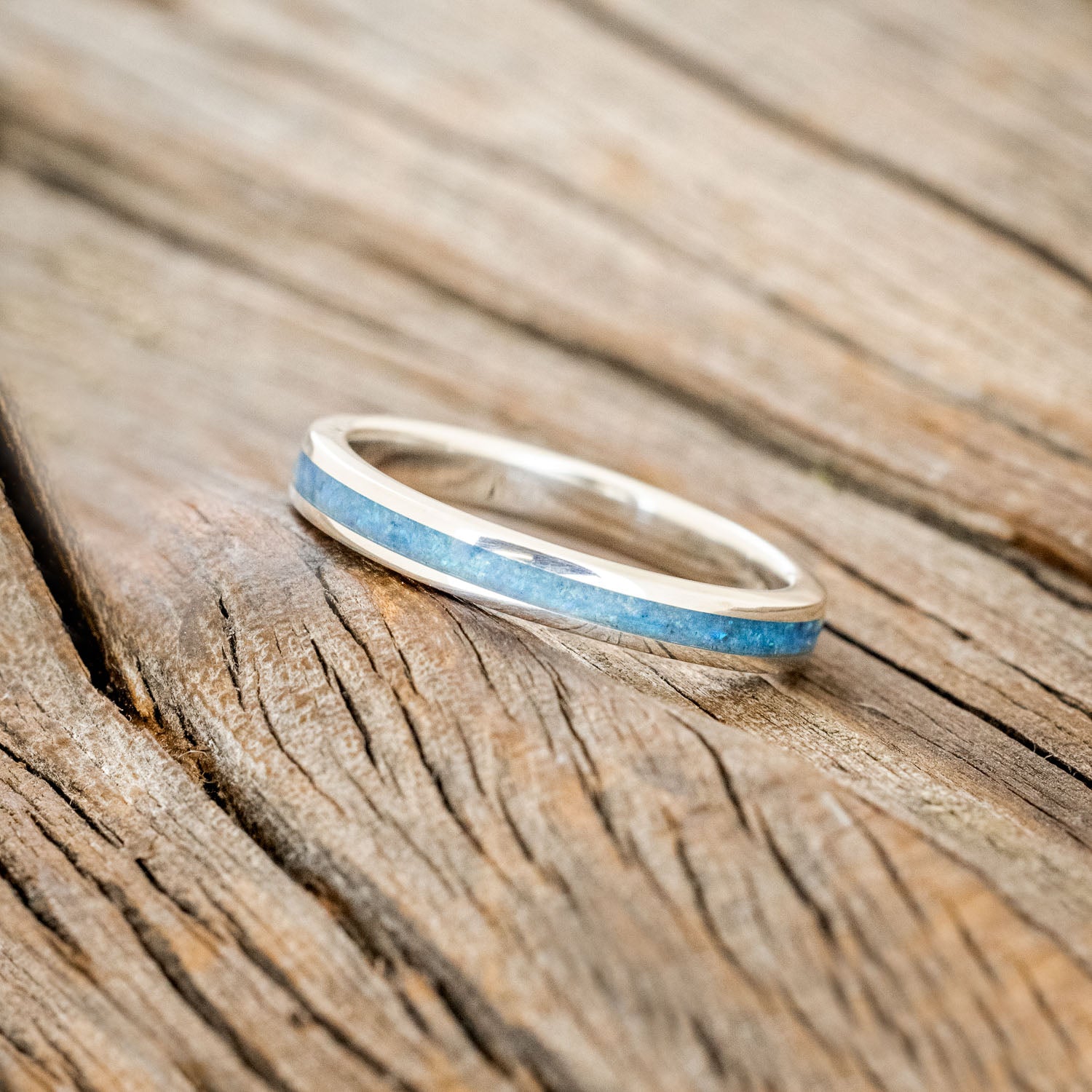 "ETERNA"- BLUE OPAL STACKING WEDDING BAND-5