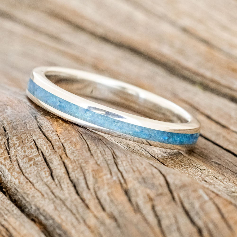 "ETERNA"- BLUE OPAL STACKING WEDDING BAND-5