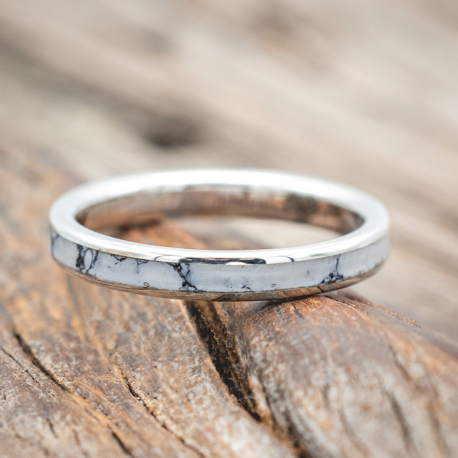 "ETERNA" - WHITE TURQUOISE TRUSTONE STACKING BAND-Staghead Designs