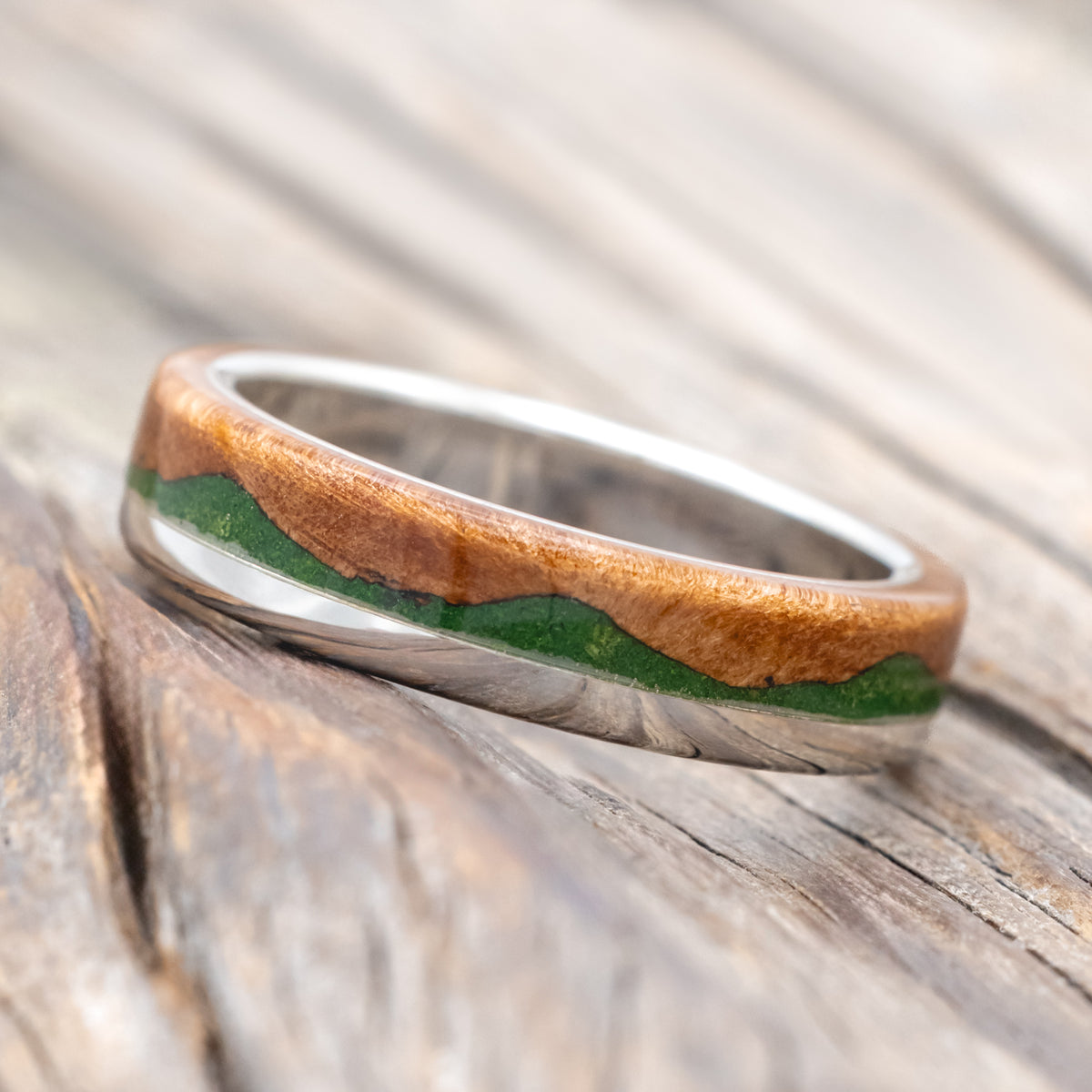 "Ezra" - Redwood & Moss Wedding Ring-Staghead Designs